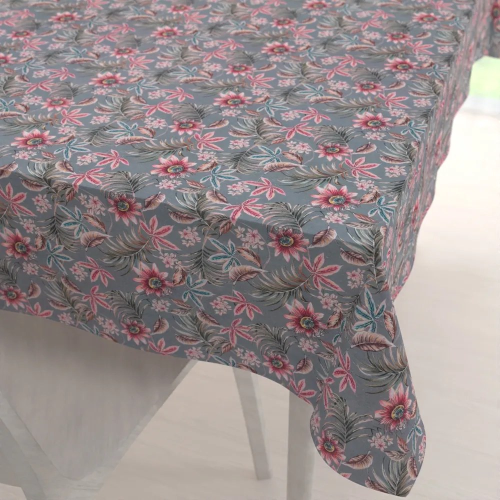 Biante Dekoračný obdĺžnikový obrus PML-043 Tropické kvety na sivom 60x100 cm