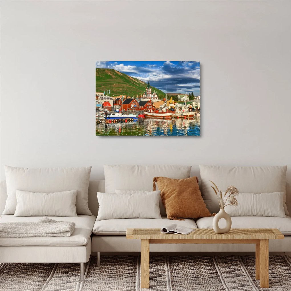 Sklenený obraz - Húsavík (70x50 cm)