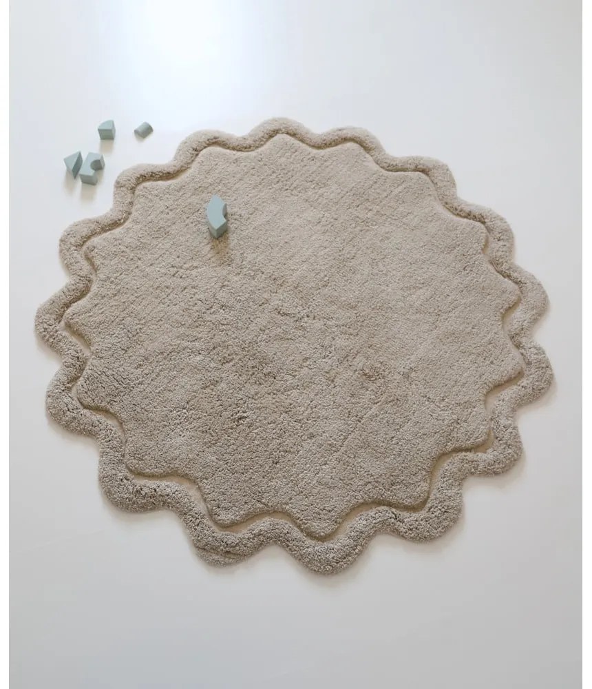 Béžový umývateľný ručne tkaný bavlnený okrúhly koberec ø 110 cm Sweet April Lin – Nattiot