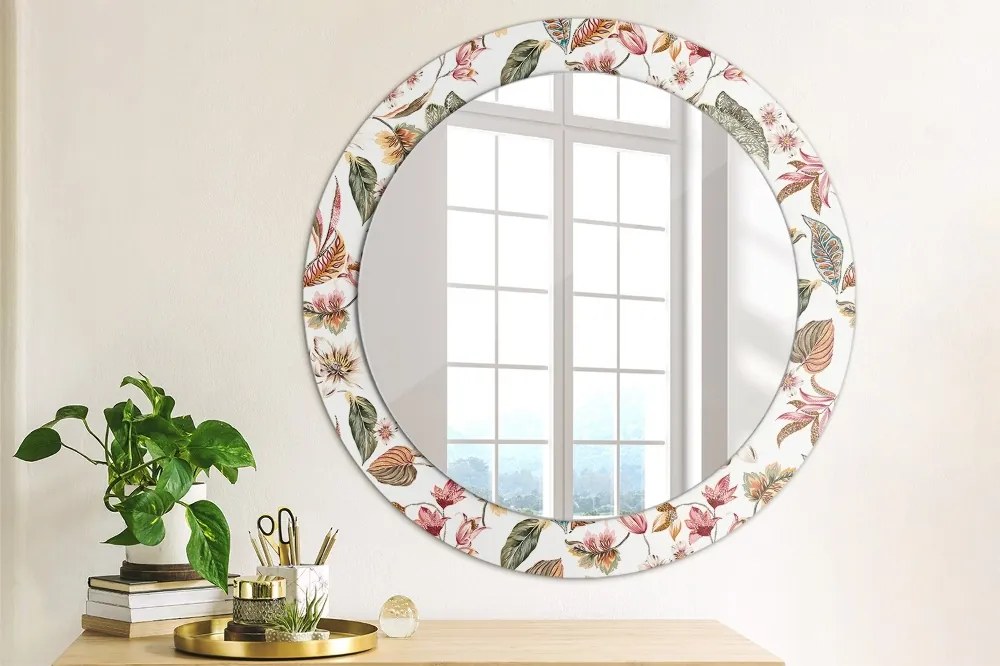 Okrúhle ozdobné zrkadlo Kvety fi 70 cm