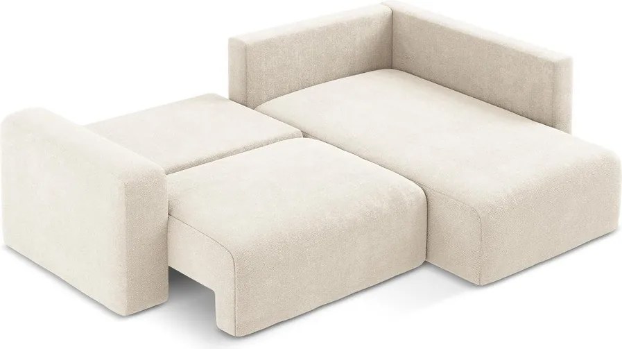 Krémovobiela ženilková rozkladacia/s úložným priestorom rohová pohovka (pravý roh/do L) Kona – Makamii