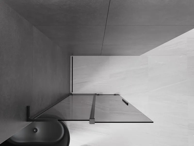 Mexen Velar L, posuvná sprchová zástena Walk-in 110 x 200 cm, 8mm šedé sklo, čierna matná, 871-110-003-43-70