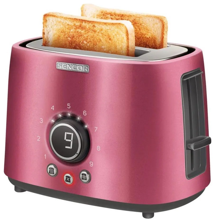 Sencor - Hriankovač s dvoma otvormi a ohrievacím roštom 1000W/230V ružový