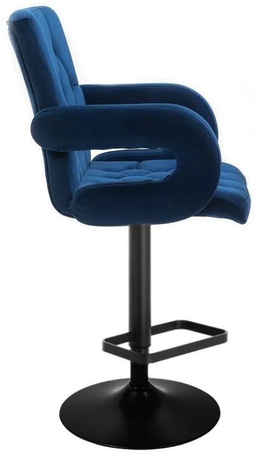 LuxuryForm DESIGN Barová stolička BOSTON VELUR na čiernom tanieri - modrá