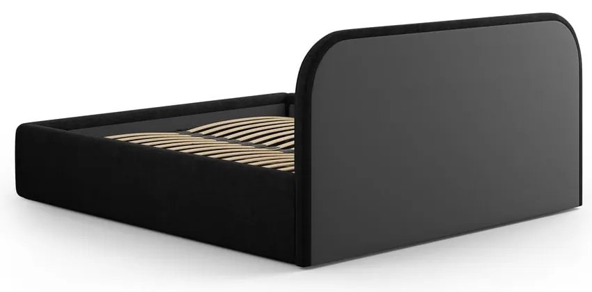 Čierna čalúnená dvojlôžková posteľ s úložným priestorom s roštom 200x200 cm Juno – Windsor & Co Sofas