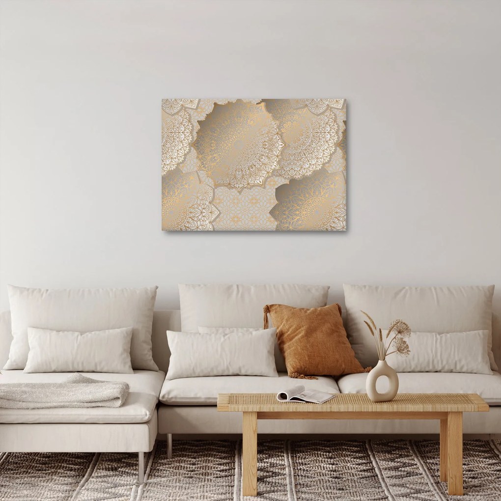 Obraz - Mandaly v zlatých tónoch (70x50 cm)