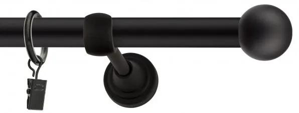 Dekorstudio Garniža jednoradová GUĽA čierna matná 19mm Dĺžka: 120cm, Typ uchytenia: Držiak otvorený, Typ príslušenstva: Krúžky tiché so štipcami