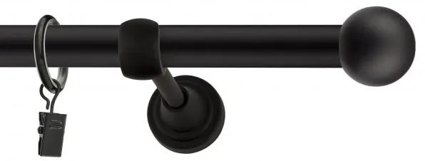 Dekorstudio Garniža jednoradová GUĽA čierna matná 19mm Dĺžka: 220cm, Typ uchytenia: Držiak modern, Typ príslušenstva: Bez príslušenstva