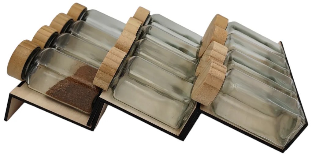 usporadejto.cz Sada 12ks kořenek hranatých s bambusovým víčkem DECOR 120 ml
