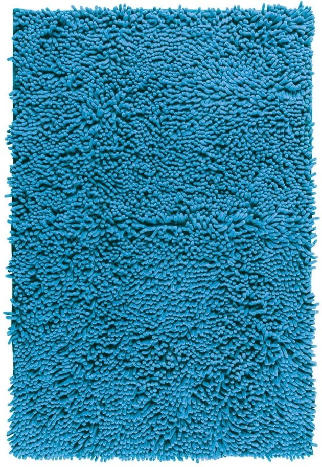 Modrá kúpeľňová predložka Wenko Chenille, 80 × 50 cm