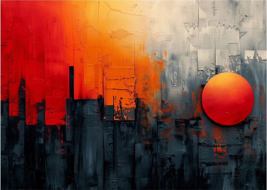 Sklenený obraz - Abstraktná maľba mesta (70x50 cm)