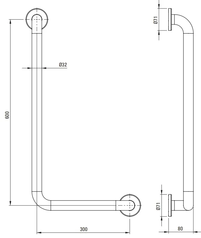 Deante Deante, nástenný držiak 371x671 mm, ľavý, chrómová, DEA-NIL_0L1D