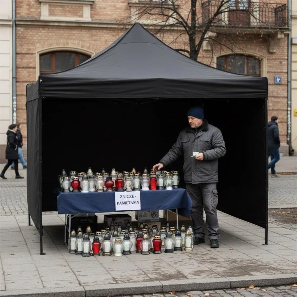 Nožnicový stan 3×3 m – záhradný pavilón pre veľtrhy, expresné akcie a catering, čierny Springos GP0004