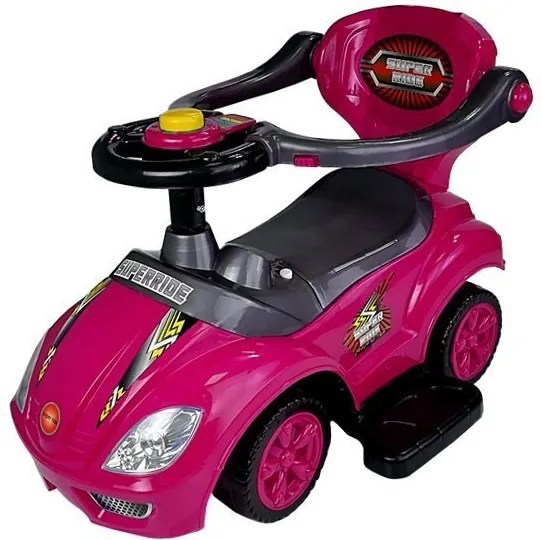 LEAN CARS Detské odrážadlo s vodiacou tyčou Mega Car 3v1, ružové
