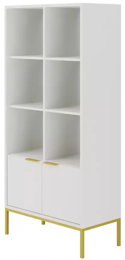 Knižnica Austin 80 cm biela/zlatá