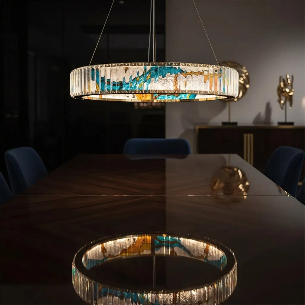 Toolight Toolight, LED stropné svietidlo 60cm + diaľkové ovládanie APP1748-CP, zlatá-priehľadná, OSW-07894