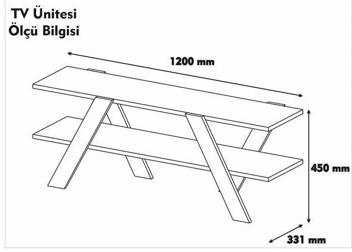 Biely/prírodný TV stolík v dekore orecha 120x33 cm Basic - Kalune Design