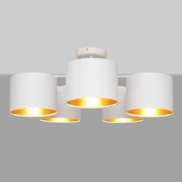 Luster prisadený ALBA 5xE27/15W/230V biela/zlatá