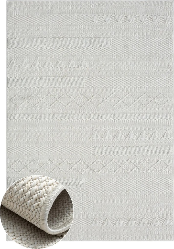 My Flair, Kusový koberec Velvet Vista cream – na von aj na doma, 80x150, biela, chodba / predsieň