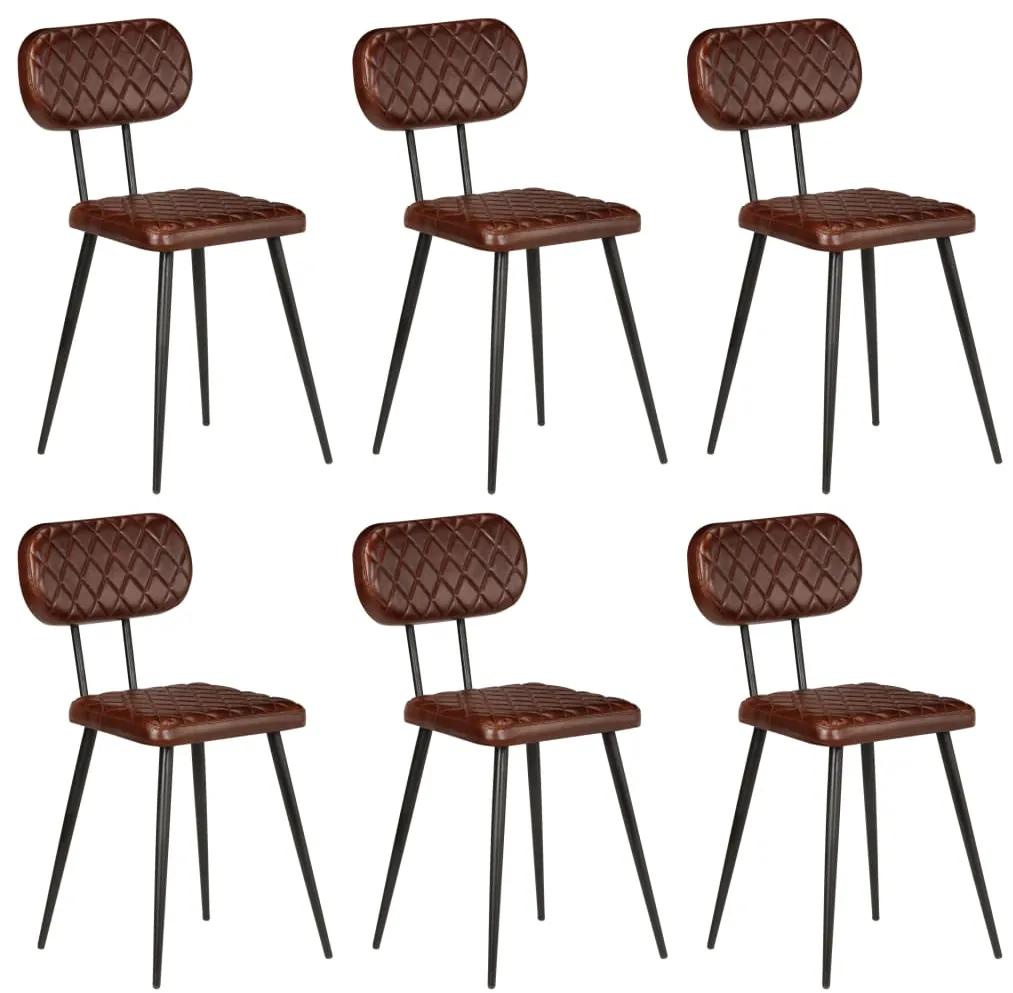 vidaXL Jedálenské stoličky 6 ks, hnedé, pravá koža