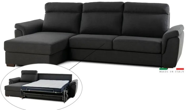 Rohová sedacia súprava na každodenné spanie AZZURRA br. FIORELLO s rozkladom, Ľavá, 140, tm. šedá (jazz 22 graphite)