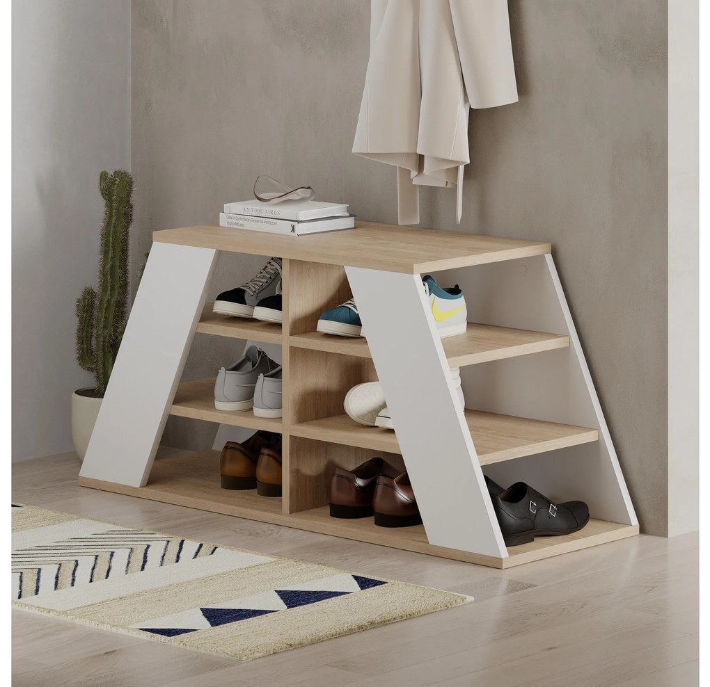 Botník (skrinka na topánky) Dubeki 1 (dub + biela). Akcia -18%. Vlastná spoľahlivá doprava až k Vám domov. 1094604