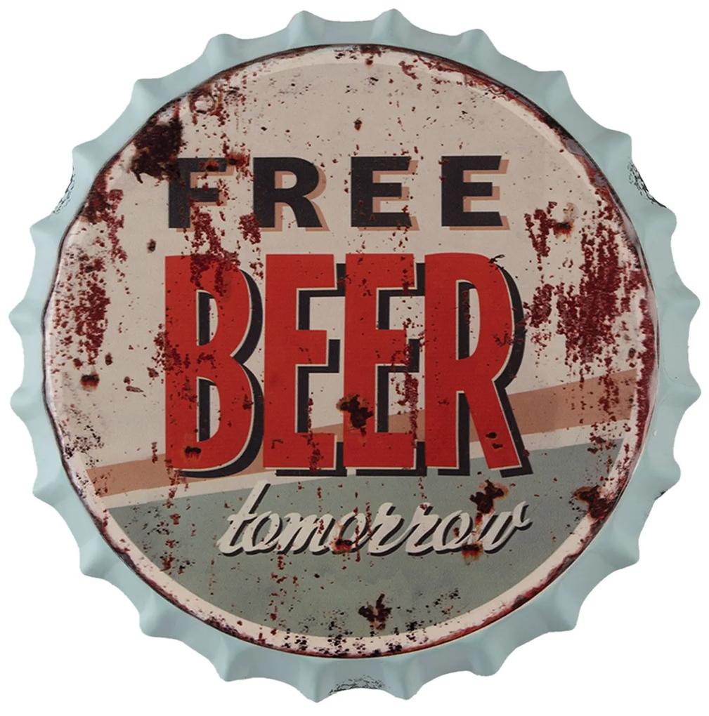 Nástenná kovová ceduľa Beer Free Tomorrow - Ø 33 cm