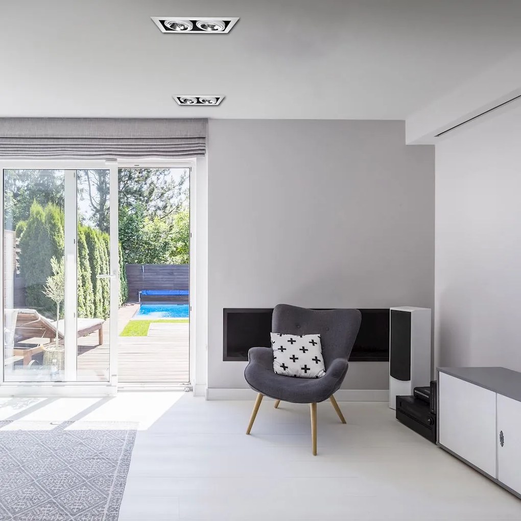 Podhľadové svietidlo Plaza II, 1x biele kovové tienidlo, (možnosť polohovania), b