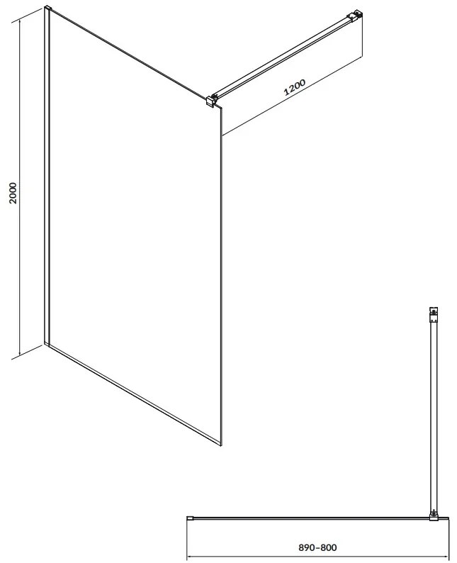 Cersanit Mille, sprchová zástena typu Walk-In 90x200 cm, 8mm číre sklo, chrómový profil, SS161-006