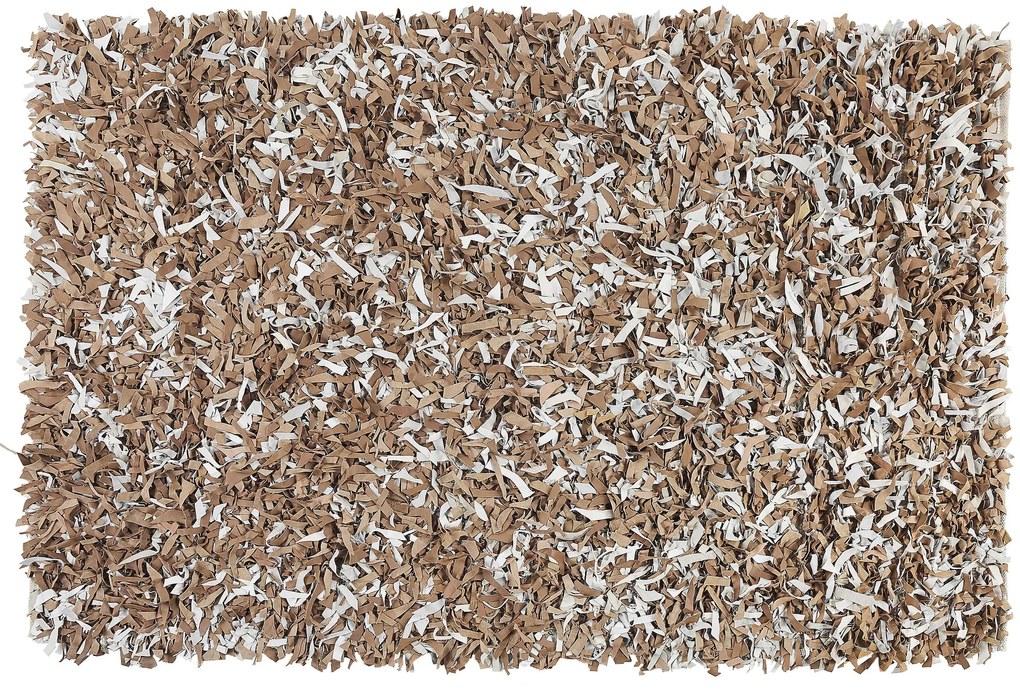 Kožený koberec 160 x 230 cm hnedá/sivá MUT Beliani