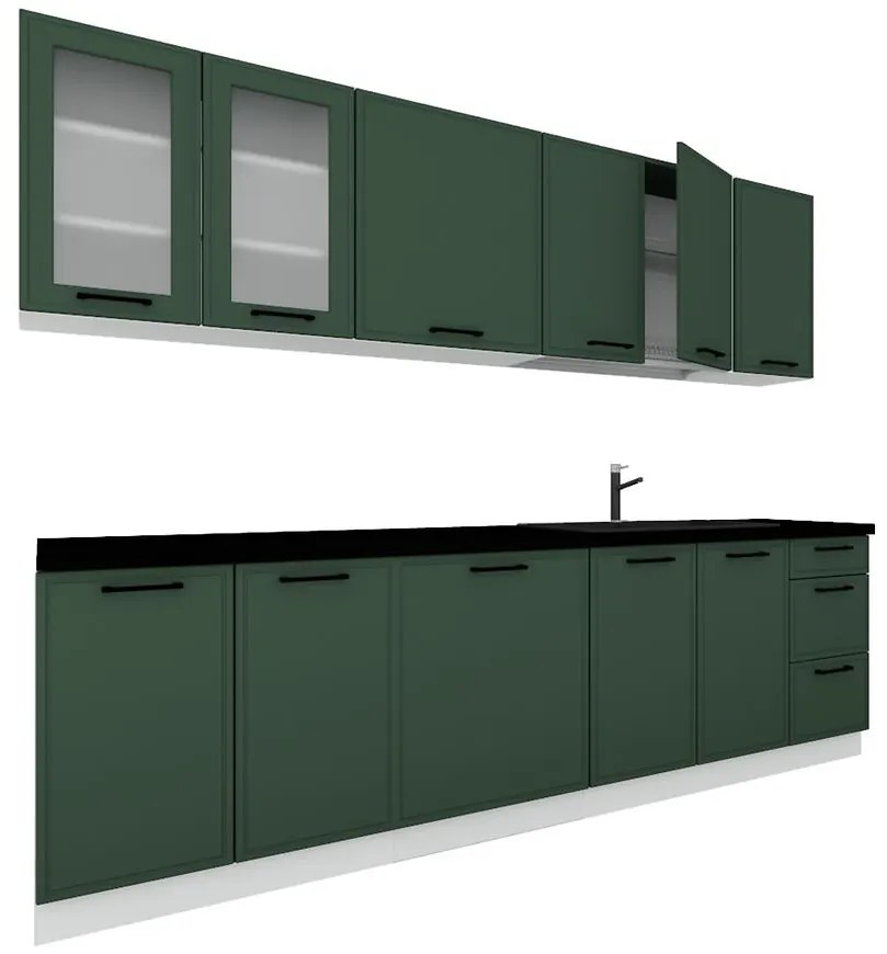 Kuchynská linka 260 zelená mat bez dosky