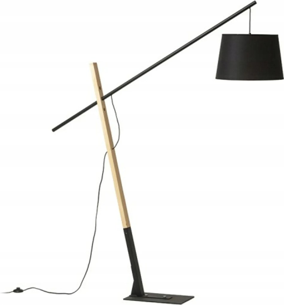 Stojanová lampa Rendl Dante čierna/drevo, E27, 214 cm, designová