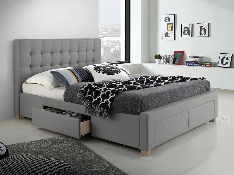 Eshopist Čalúnená posteľ LINCOLN 160 x 200 cm farba šedá / dub