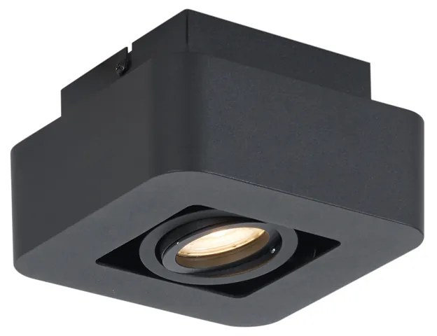 Zaoblené prisadené bodové svietidlo čierne otočné a naklápacie - Dox