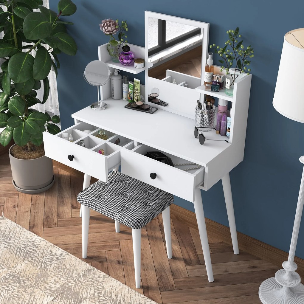 Toaletný stolík Margot 02 so stoličkou biely