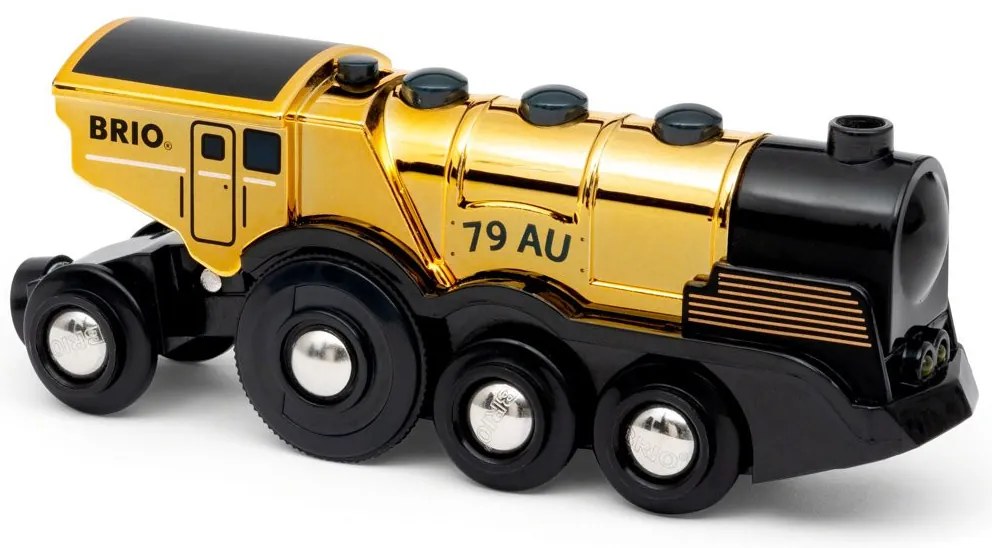 Brio - Mohutná zlatá akčná lokomotíva na batérie