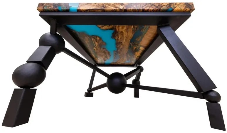 Konferenčný stôl PLANETÁRIUM zo špaltovaného buku a fluorescenčnej epoxidovej živice 96x59