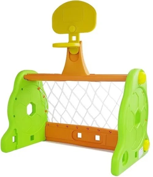 LEAN Toys Futbalová bránka Basketbal 2v1 pre deti Zelená oranžová