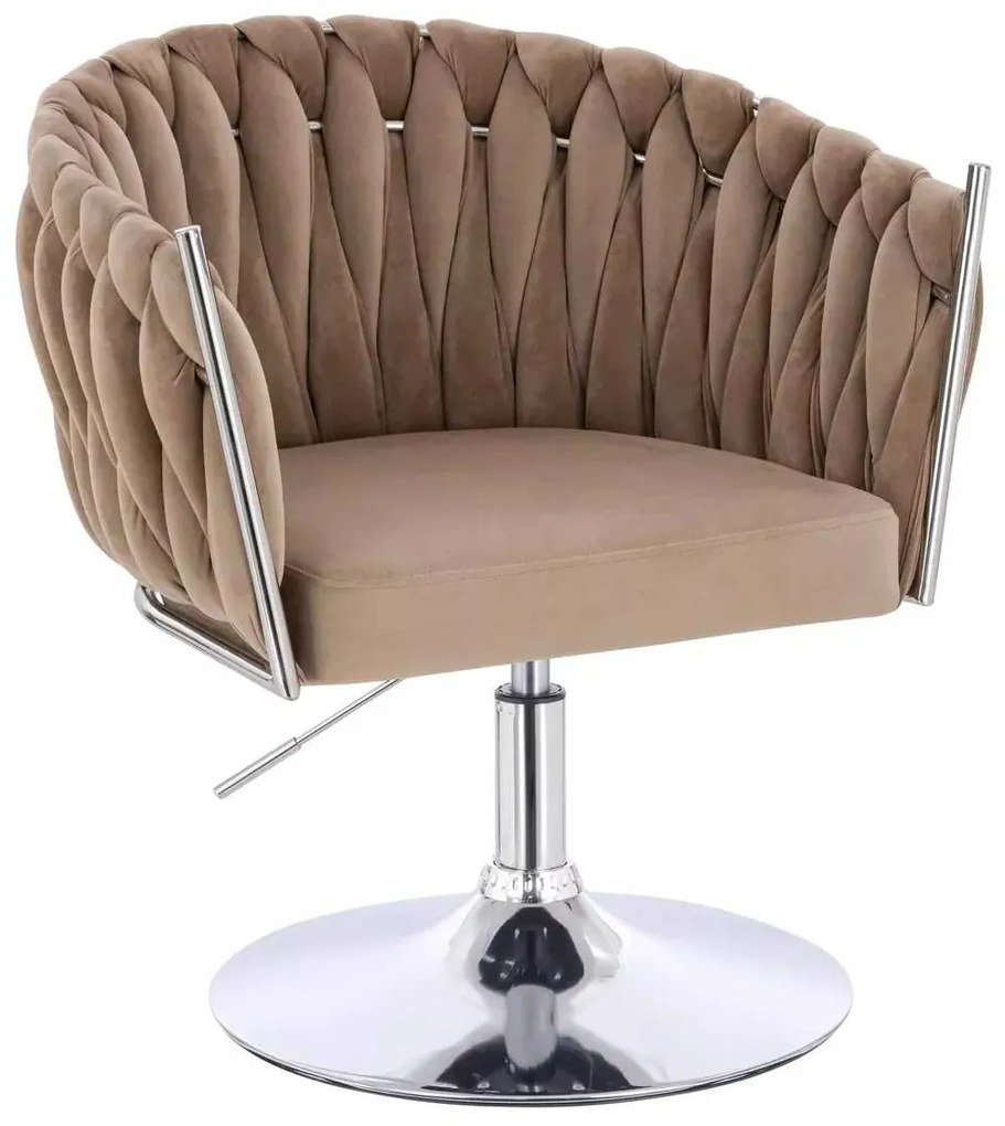 LuxuryForm DESIGN Stolička NORDEN VELUR na striebornom tanieri - latte