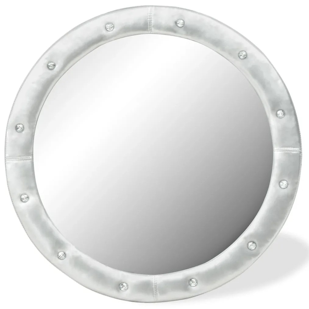 vidaXL Nástenné zrkadlo umelá koža 80 cm lesklé strieborné