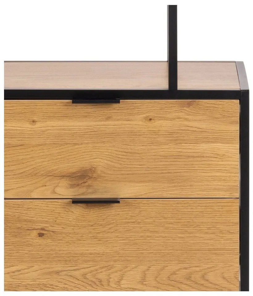 Knižnica v čiernej a prírodnej farbe v dekore duba 77x185x35 cm Seaford – Actona