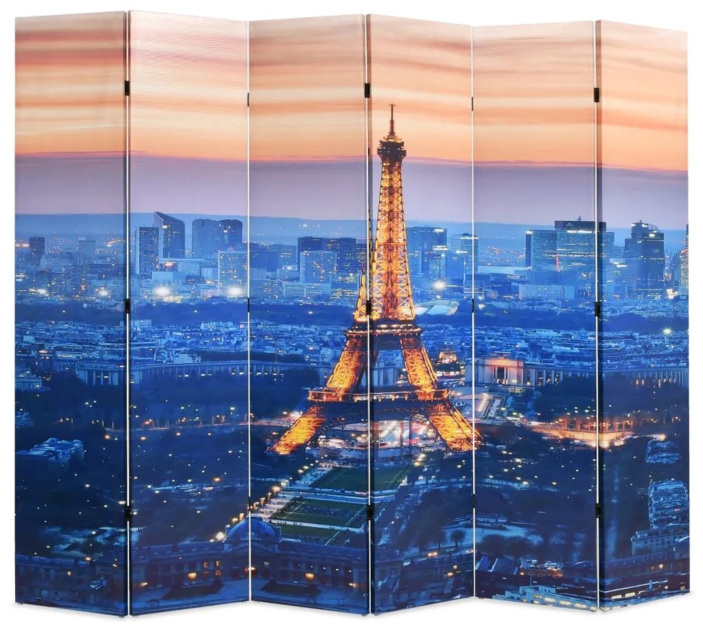 vidaXL Skladací paraván, 228x170 cm, potlač nočného Paríža