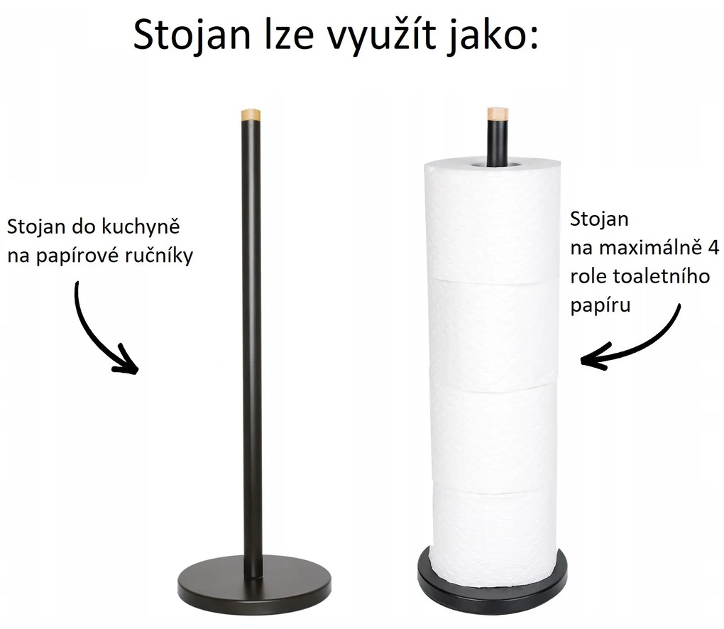 Stojan na toaletný papier - čierny