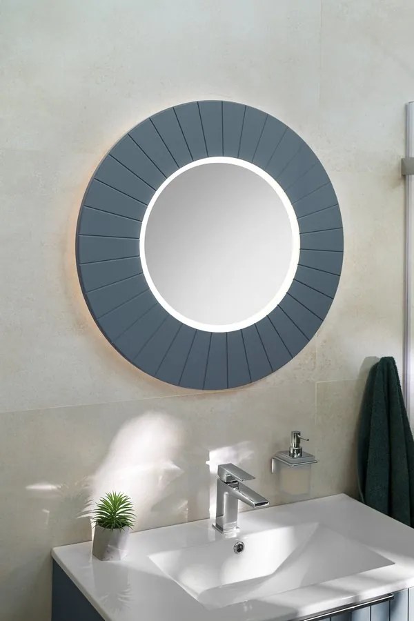 Sapho Sapho, LUMIRO STRIP guľaté zrkadlo s LED osvetlením v ráme, priemer 75cm, biela mat, LR750-3131S