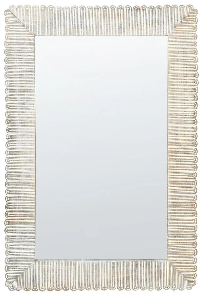 Drevené nástenné zrkadlo 63 x 94 cm krémová biela BAUGY Beliani