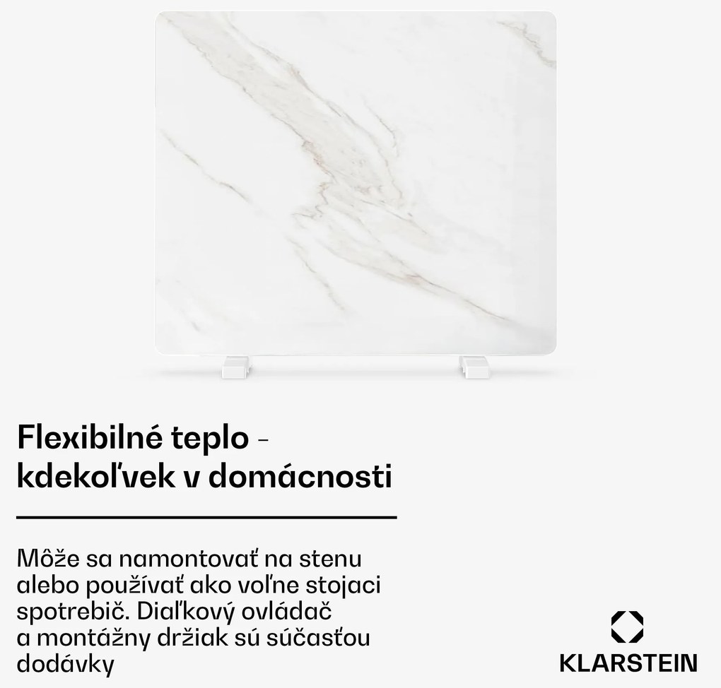 Klarstein MarmoHeat infračervený panel | 420 W | 6 - 12 m² | mramorový dizajn | 70 cm x 63 cm