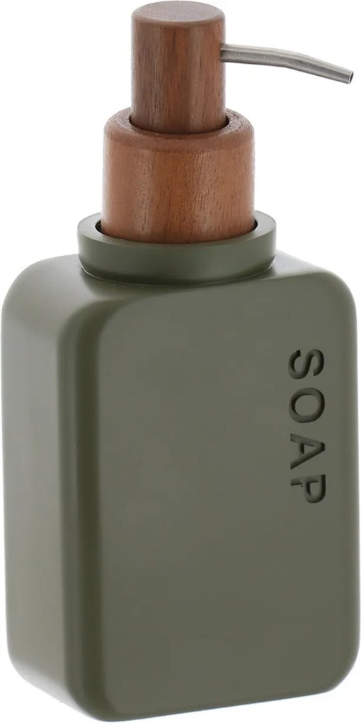 Dávkovač mydla Salva, olivová/s drevenými prvkami, 300 ml