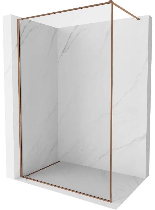 Mexen, Mexen Kioto-F sprchová stena s rámom 55 x 202 cm, priehľadná 8 mm, ružové zlato - 800-055-104-60-00