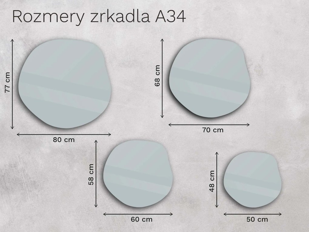 Organické LED zrkadlo s osvetlením A34 80x77