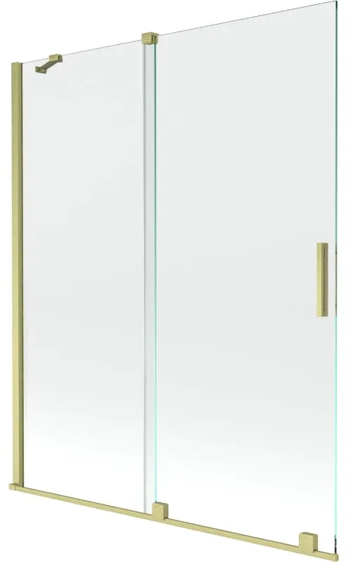 Mexen Velar vaňová zástena dvojkrídlová Posuvný 140 x 150 cm, Priehľadné, zlatý kefovaný - 896-140-000-01-55